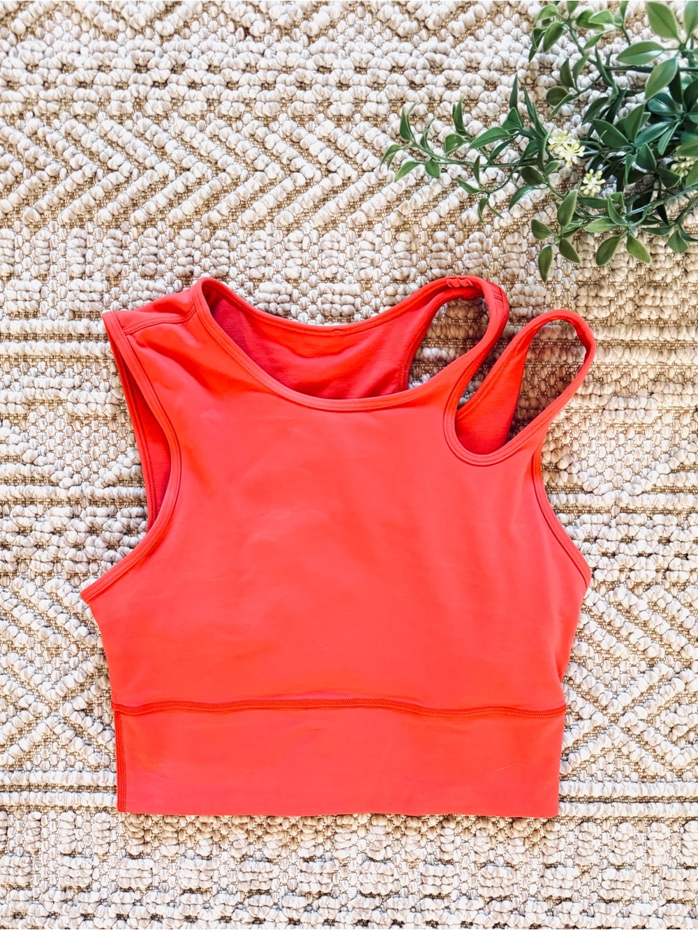 lululemon athletica crop sports tank in a melon color